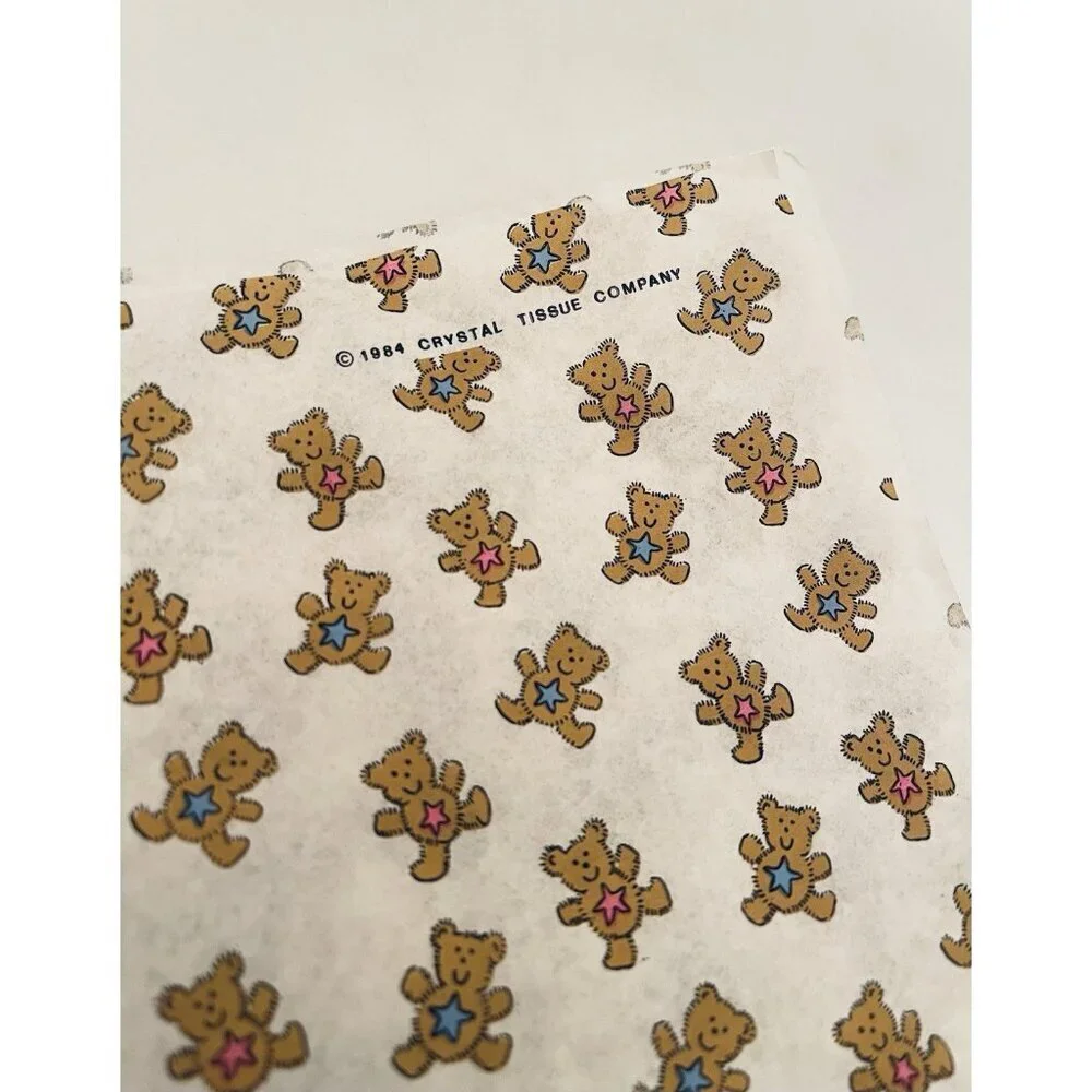 Small Lot of Vintage Teddy Bear Gift Wrap Sheets Bags Scrapbooking Junk Craft
